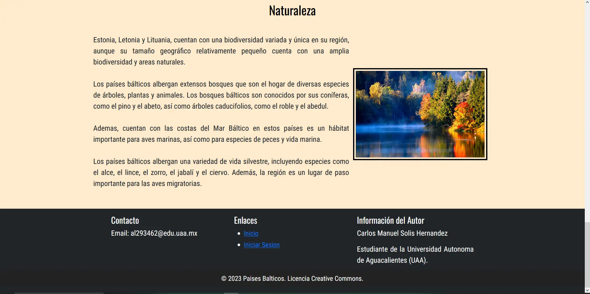Imagen sitio web: paises balticos. Mostrando el footer de la pagina